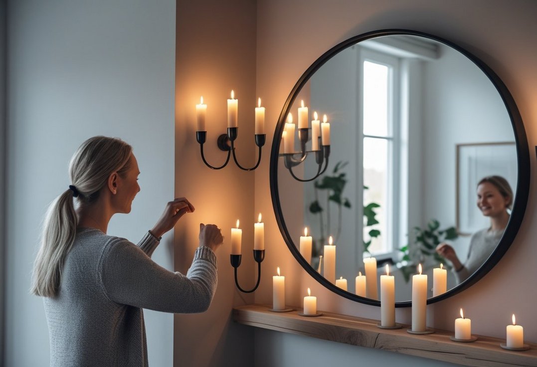 Sådan skaber du stemning med væglysestager og et rundt vægspejl Sådan skaber du stemning med væglysestager og et rundt vægspejl